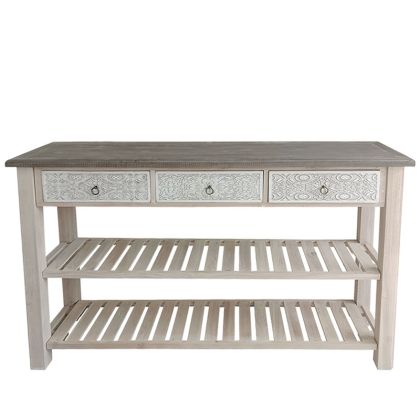 Wooden decorative console with shelves and drawers, aged style - 155X40X93CM 1/BOX