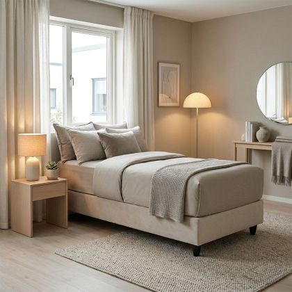 Единично легло Pakda кремаво кадифе 90X200СМ