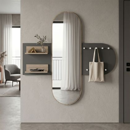 Закачалка за палта с огледало Baunty Sonoma-antracit 125X11X122СМ