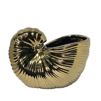 Ceramic vase golden snail shell, large - 22X12.5X18CM 24/KIB