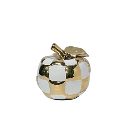 Ceramic decorative apple gold/white with chess motif - Φ13X13CM 4/48KIB