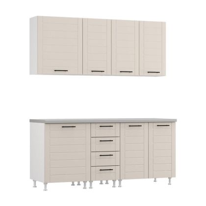 Комплект кухненски мебели Drina 180 бяло-пясъчен гланцов цвят 180X60X213СМ