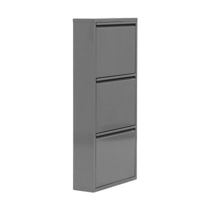 Metal shoe rack with 3 places, Fylliana, gray color, 50X15X104CM