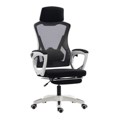 Office chair with footrest Meton white - mesh black 48X60X118-128CM