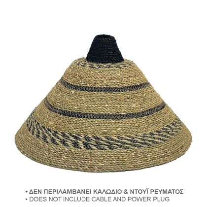 Woven chandelier straw hat beige/black conical lines - Φ5/60X28CM 5/BOX