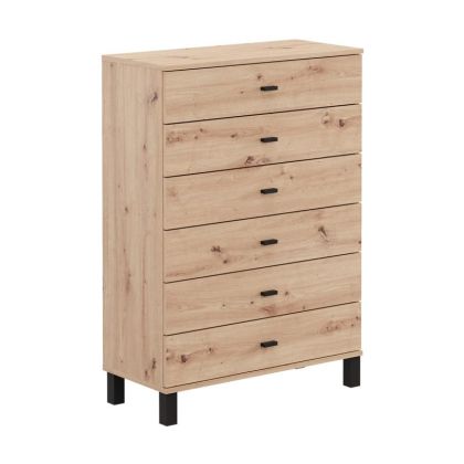Chest of drawers, almond 77 6F, artisan oak color, 77X35X78CM