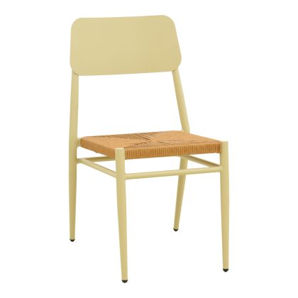Giardino chair, stackable, aluminum in beige - Pe rattan in natural shade 45X56X82CM