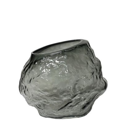 Glass vase gray abstract relief with beveled neck large - Φ30X25CM 8/KIB