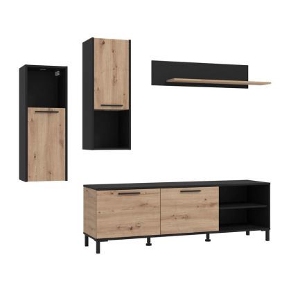 TV cabinet - composition Adria Artisan oak - black 260X40X180CM