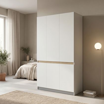 Three-wing wardrobe Merzia Sonoma-white 120X46.5X183CM