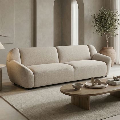 Three-seater sofa Echono beige fabric 230X88X77CM