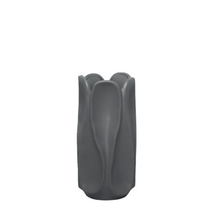 Dark gray ceramic vase with pleats - 14.7X30CM 1/12BOX