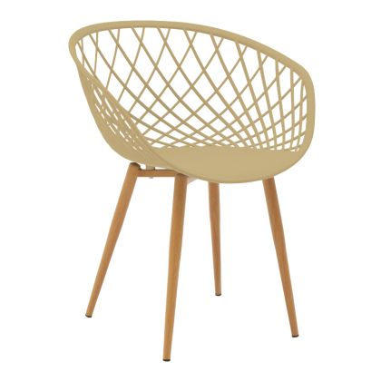 Фотьойл Ezra Cappuccino Pp-естествен цвят метални крака 62.5X56X82СМ