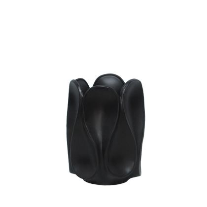 Black ceramic vase with pleats - 19X24.8CM 1/6KIB