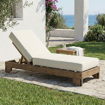 Шезлонг Fendy с възглавница Vertian от ела в цвят орех 71.5X200X24СМ