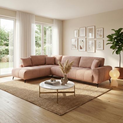 Corner sofa Veneto right corner, fabric, rotten apple, 298X208X85CM