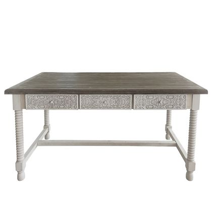 Wooden table, aged style, cream, semi-folding - 160X80X80CM 1/BOX