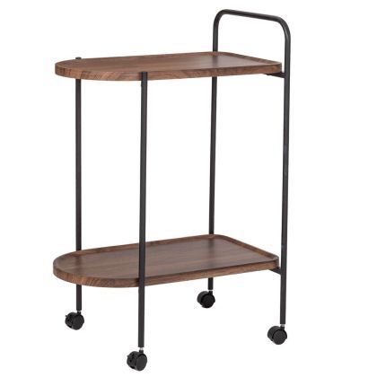 Brown two-tier side table made of Mdf with black metal frame 60X40X83 cm