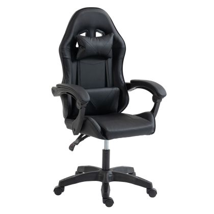 Геймърски стол Stratus HM1231.01 черно Pvc-с възглавнички за лумбална опора и опора за главата 62X62X119HСМ.