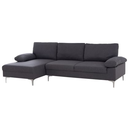 Диван ляв ъгъл Anton HM3340.01L сив текстил-метални крака 260X130X84HСМ.