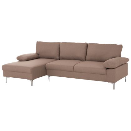 Диван ляв ъгъл Anton HM3340.02L цвят сленова кост текстил-метални крака 260X130X84HСМ.