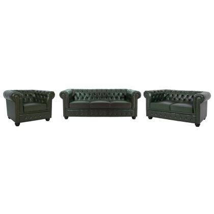 Комплект за дневна 3ч. Mobar HM10912.08 еко Кожаpu) тип честърфийлд-кипарисово зелено