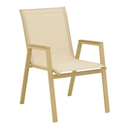 Градински стол Azelie, алуминий в капучино-текстил шампанско 56x75x88см
