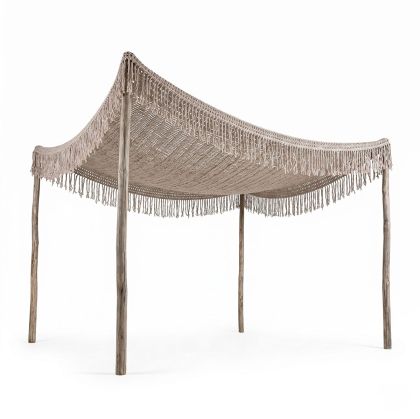 Макраме Shelto от полипамук в бежов цвят 300x400x27см