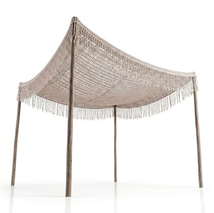 Макраме Shelto от полипамук в бежов цвят 400x400x27см