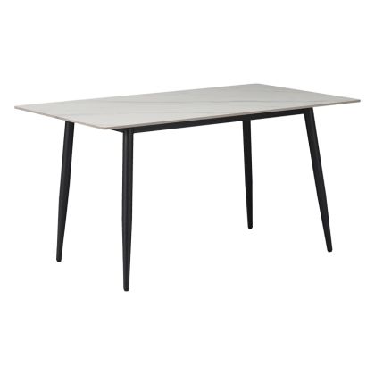 Table Gustas white marble sintered stone-black metal 160x80x76cm