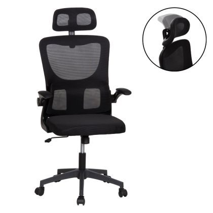 Офис стол Kesi HM1222.01 черен мрежест текстил &amp; Pp 61X62X125HСМ.