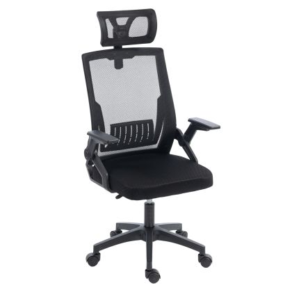 Офис стол Matron HM1226.01 черен Pp &amp; мрежест текстил 47X47X128HСМ.