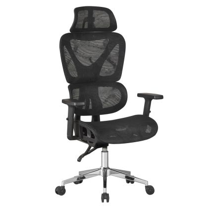 Офис стол Novar HM1217.01 черен мрежест текстил-хромирана база 51X49X129HСМ.