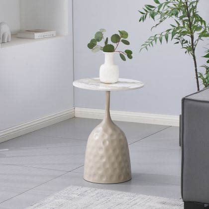 Помощна маса Amphora cappuccino метал-мрамор имитация травертин D40x60см