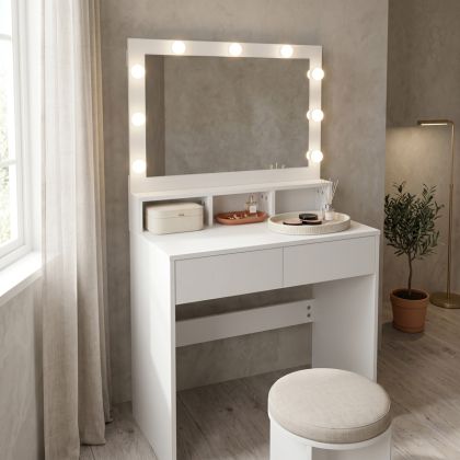 Тоалетка Vanity с LED бяла 80x40x140см