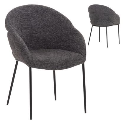 Трапезарен стол Drenny HM18424.01 сив текстил-метални черни крака 62X63X85HСМ.