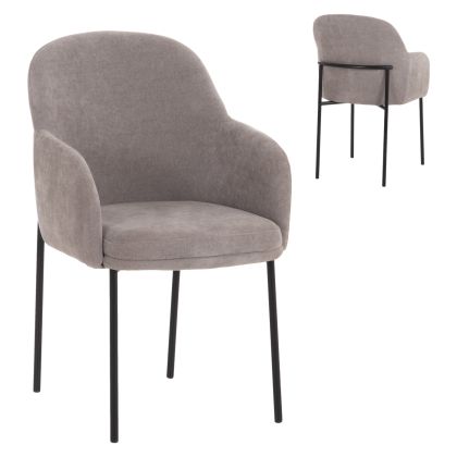 Трапезарен стол Manido HM18429.01 сив текстил-черни метални крака 55X62X88HСМ.
