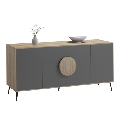 Savore HM18368.13 melamine buffet in sonama/gray - black metal legs 180X35.5X82ВСМ.