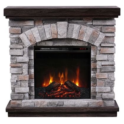Decorative electric fireplace made of polyresin with stone, flame effect and blower (1400W) 91X29.5X89CM