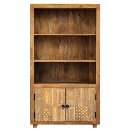 Дървена библиотека с 2 шкафа и 3 рафта 85.5X40X180СМ