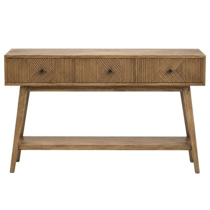 Дървена конзола, светлокафява, с 3 чекмеджета 150X40X75СМ