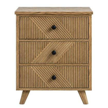 Дървено нощно шкафче, светлокафяво, с 3 чекмеджета 50X33X75СМ