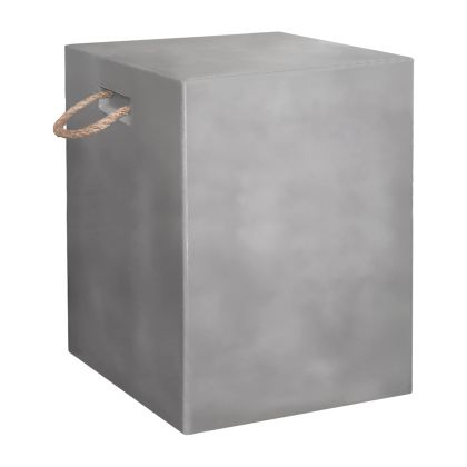Square stool with rope handles Zak HM6581.01 fiber cement in gray 36X36X43HCM.