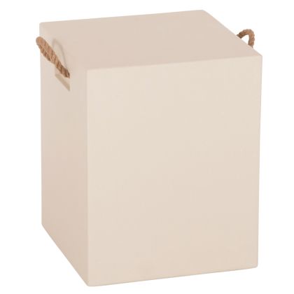 Square stool with rope handles Zak HM6581.02 fiber cement in beige 36X36X45.5HCM.