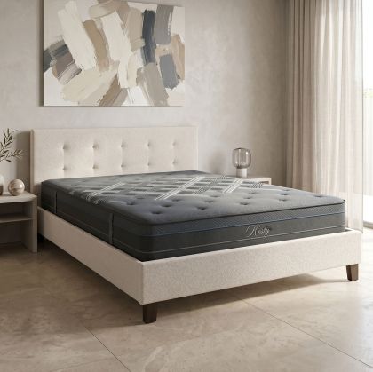 Bed with mattress Mago-Resty fabric ecru 160x200cm
