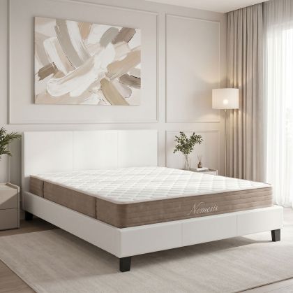 Bed with mattress Nevil-Nemesis PU white 150x200cm