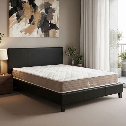 Bed with mattress Nevil-Nemesis pu black 150x200cm