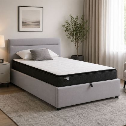 Bed with mattress and storage space Molito-Perfecto velvet gray 120x200cm