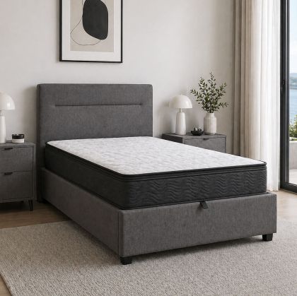 Bed with mattress and storage space Molito-Perfecto fabric anthracite 120x200cm
