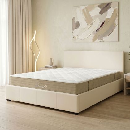 Bed with mattress and storage space Norse-Nemesis PU white 160x200cm